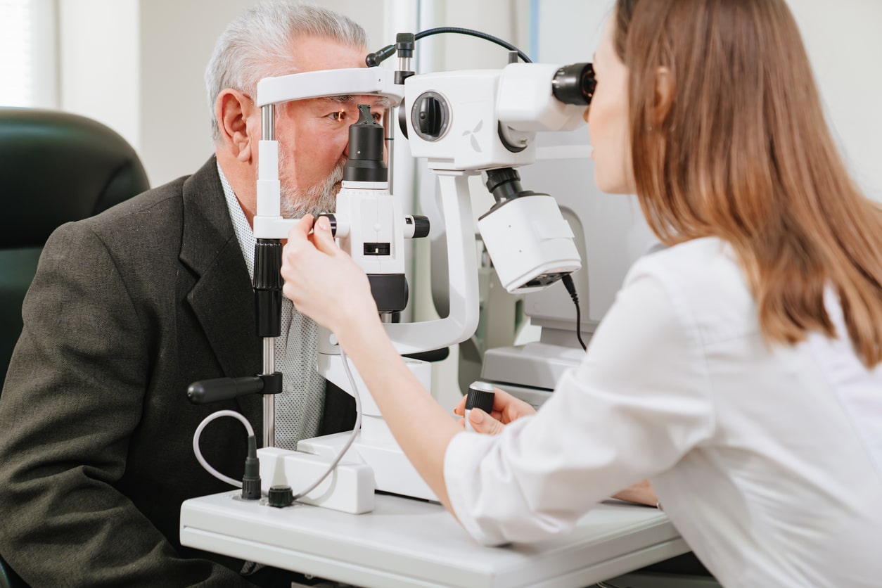 Patient with Eye Doctor During Eye Exam