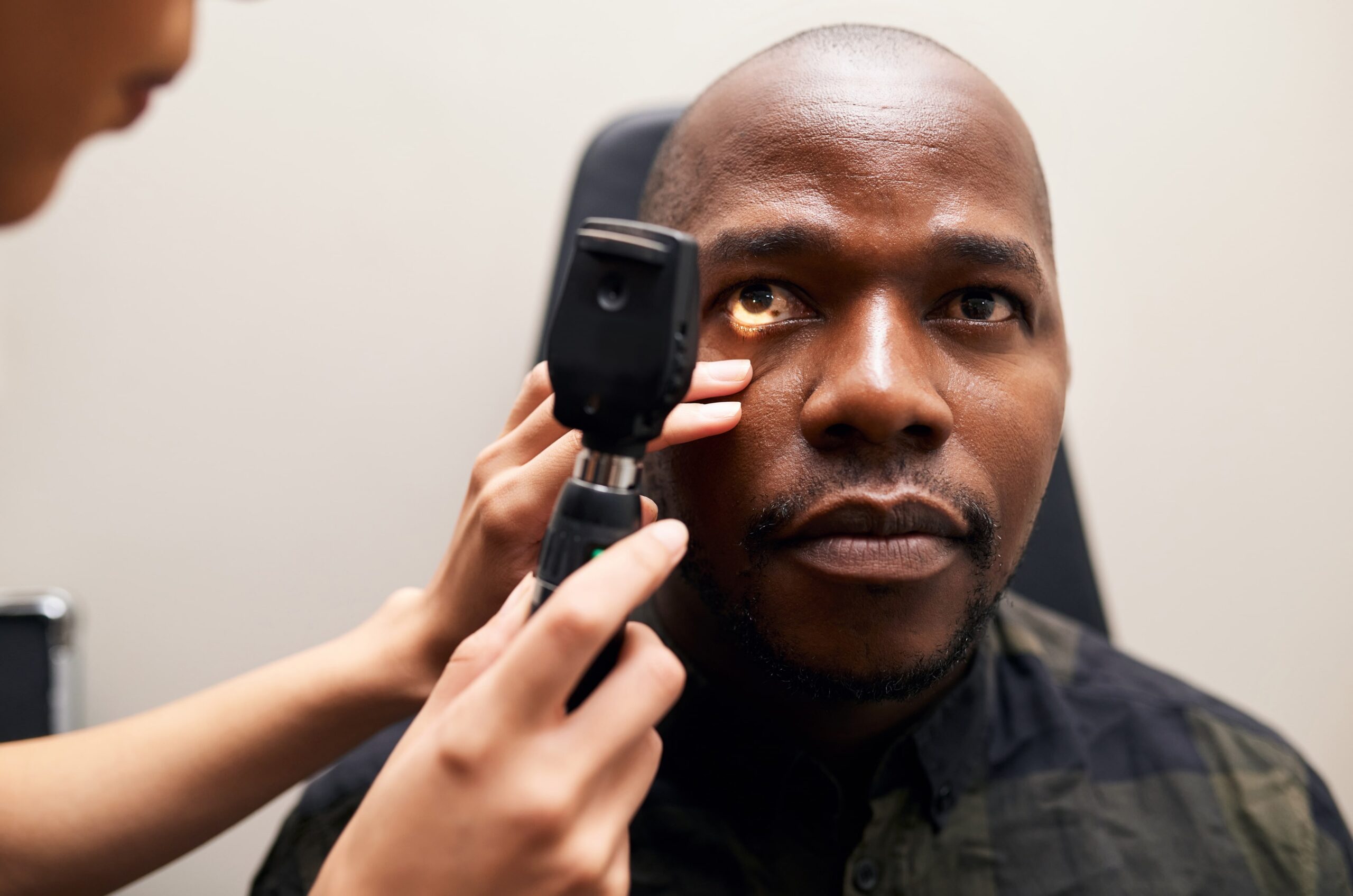 Man getting his eye checked